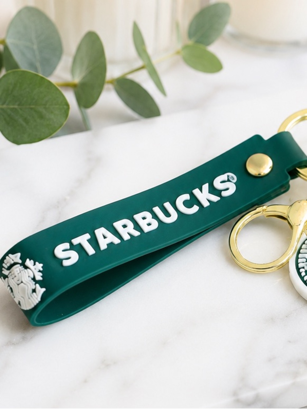 Starbucks Coffee Cup Keychain Wristlet | Green Silicone Strap | Cute Bag Charm - Picture 3 of 3